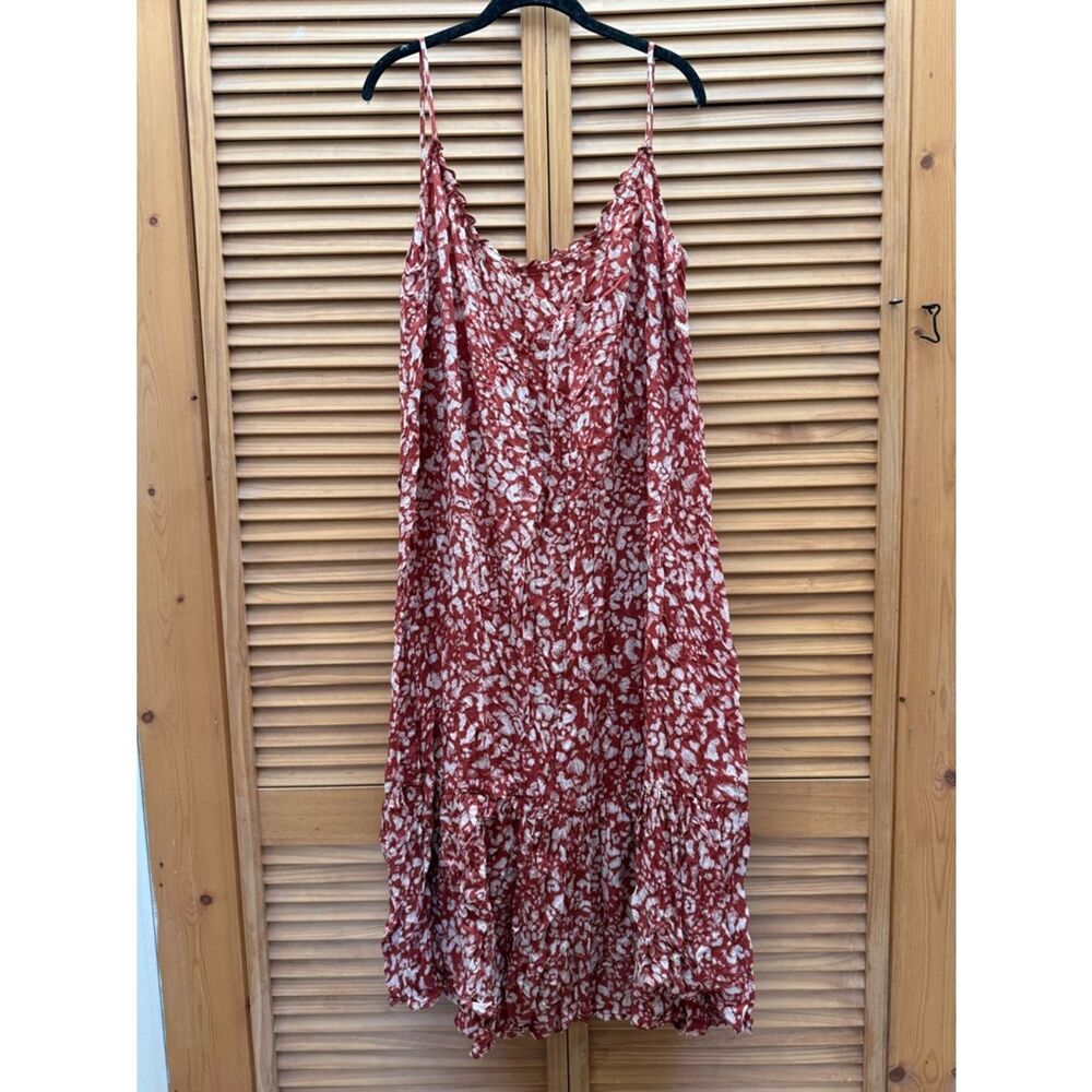 Anthropologie Rust and Cream Floral Maxi Dress XL